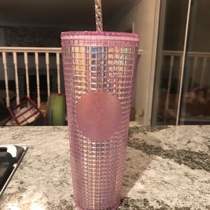 Starbucks Holiday Pink Grid Cold cup Christmas